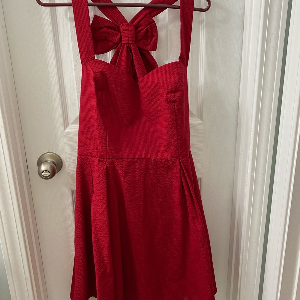 Lauren James Livingston solid dress in Cardinal